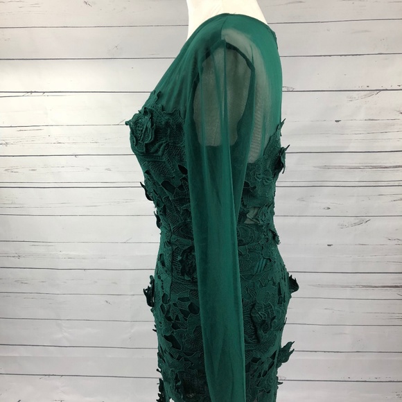 👻 Green lace sheer bodycon dress - Picture 5 of 7